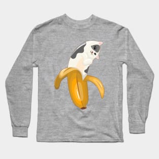 Cute Banana Bicolor Cat Long Sleeve T-Shirt